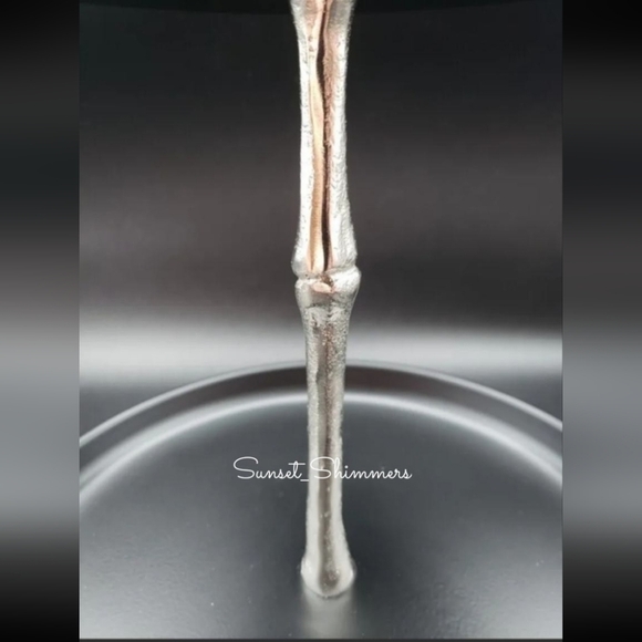 HALLOWEEN Metal Skeleton Hand 3 Tier Footed Serving Stand Appetizer Dessert Tray - Picture 3 of 12